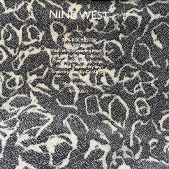 Nine West Womens Black & White Abstract Print Short Sleeve Dress L - Picture 4 of 4